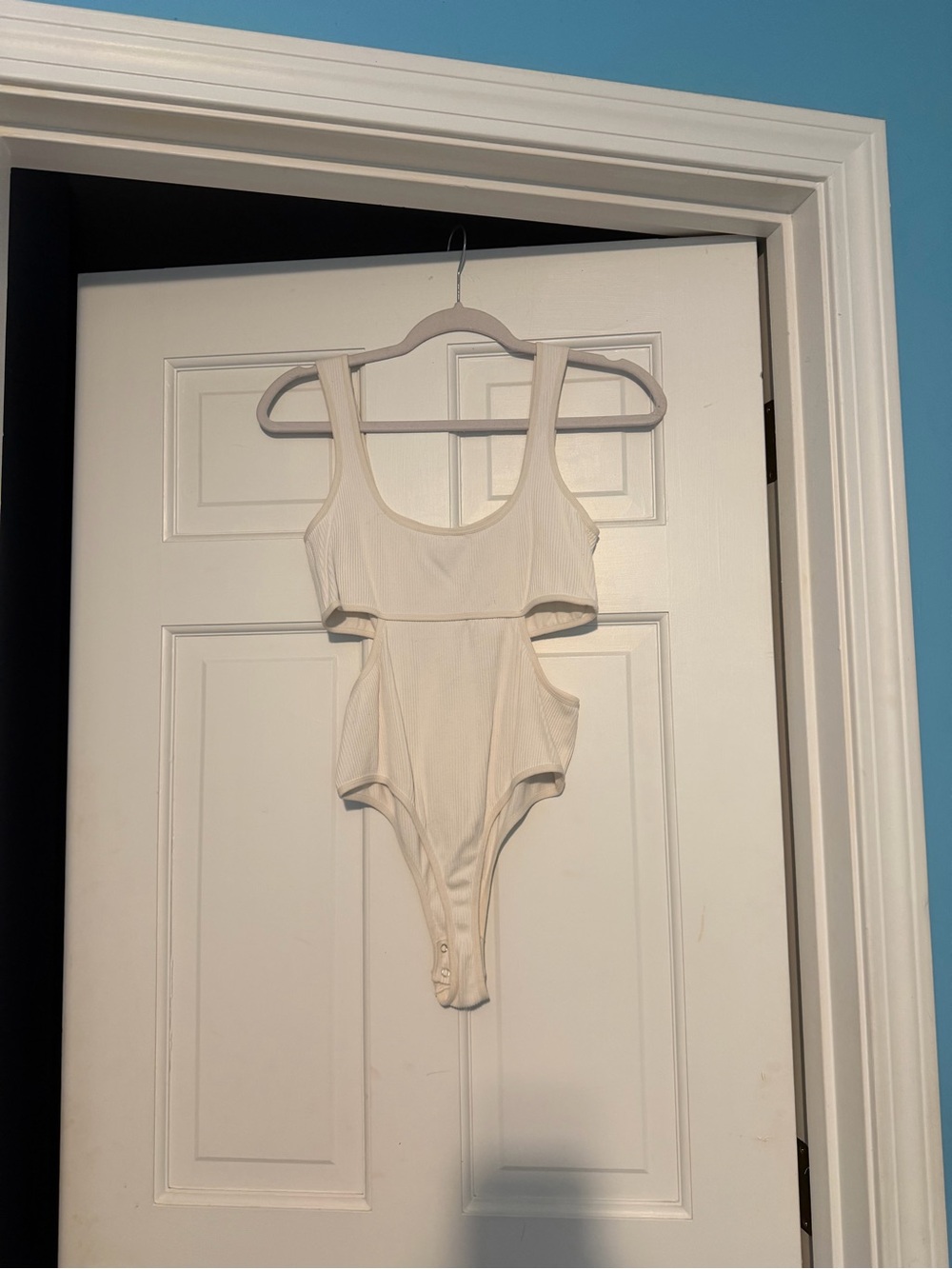 Garage Cream/ White Ribbed Cutout Bodysuit